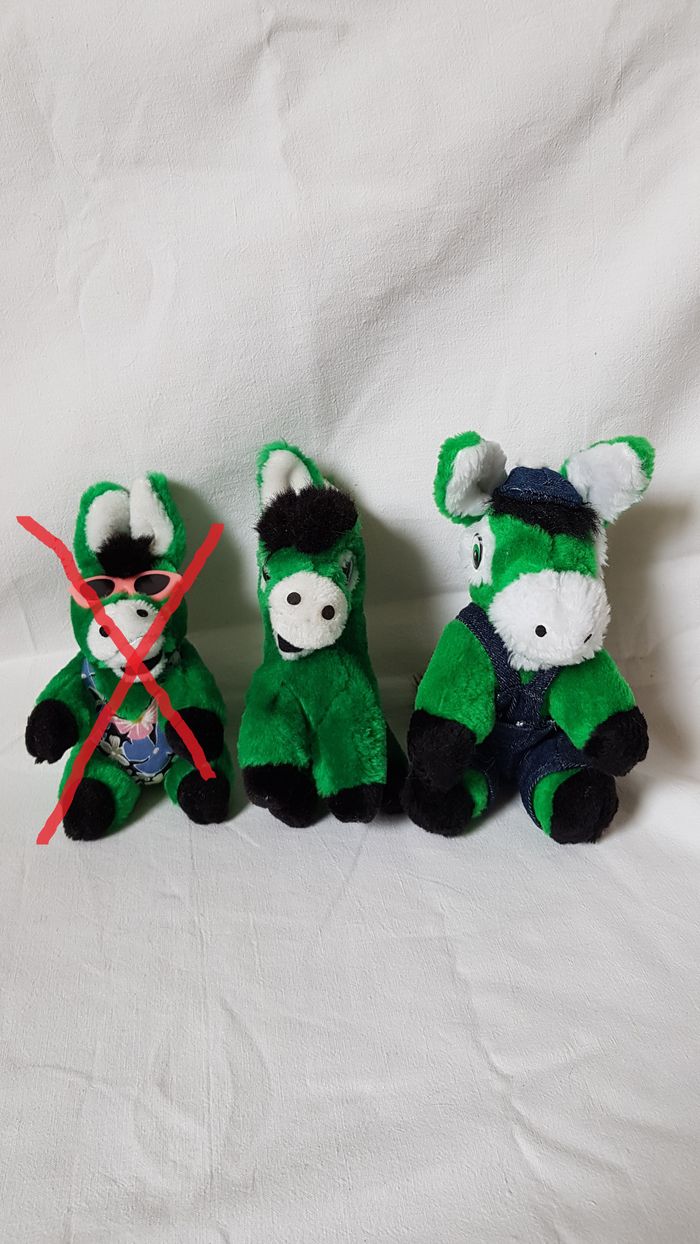 Lot de 2 peluches ânes vert baudet vintage