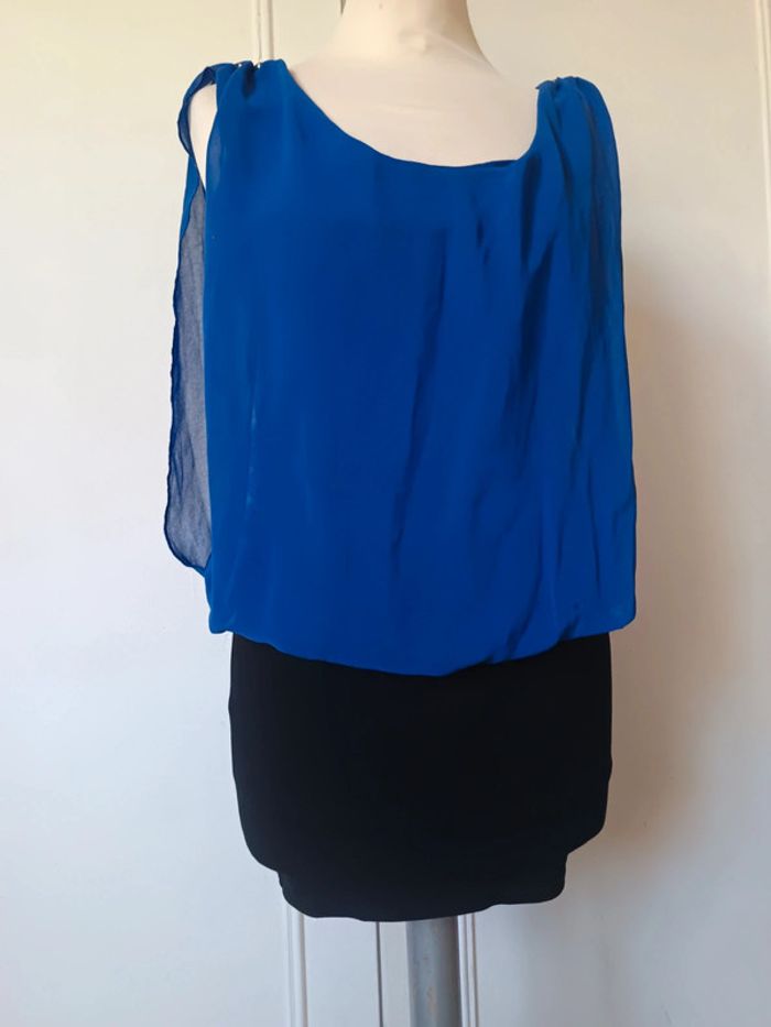 💎robe 👗 Pimkie t xs 34 s 36 noir bleu indigo avec voile confort été tendance - photo numéro 2