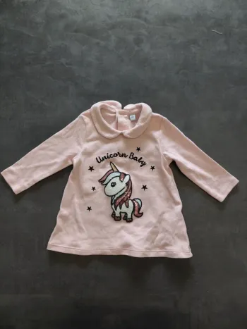 Gilet rose licorne 6 mois Bois de rose