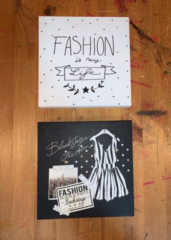 Lot deux  tableaux décoration Maison du Monde  Thème mode  Texte « Fashion is my Life »