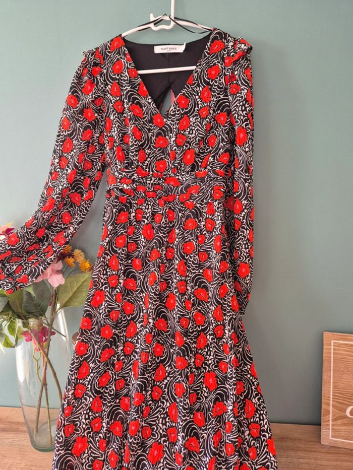 Robe longue noire et rouge, neuve, nafnaf taille 36 - photo numéro 4
