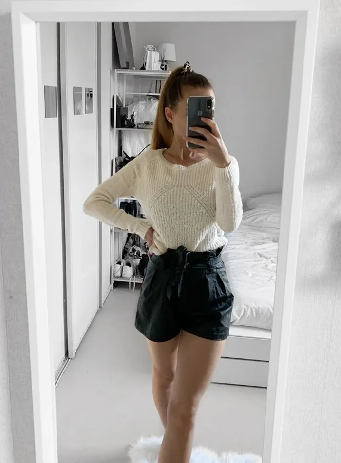 Gros pull en maille blanc cassé