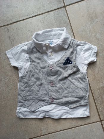 Tee-shirt plastron gris 12 mois