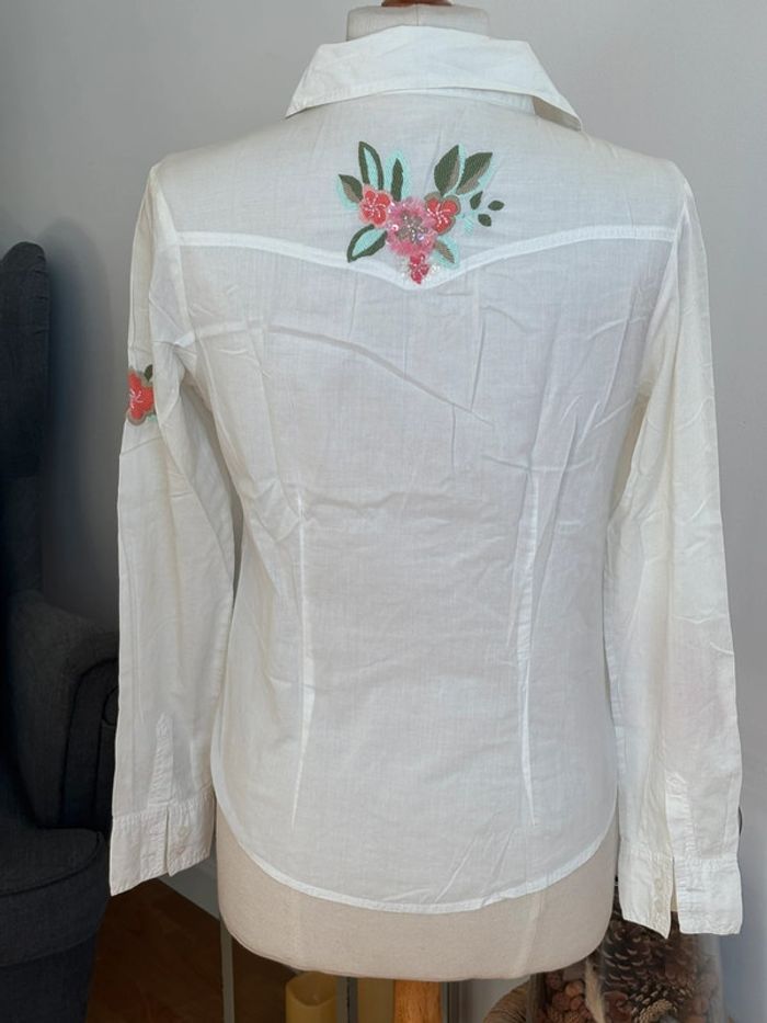 🤍 sublime chemise broderies fleurs - Sinequanone - T38 - photo numéro 13
