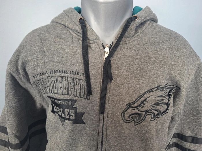 Veste epaisse à capuche nfl réversible homme / vert et gris taille L / brodé 244 - photo numéro 12