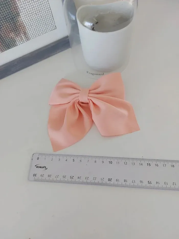 🌸 Barrette nœud couleur saumon - photo numéro 2