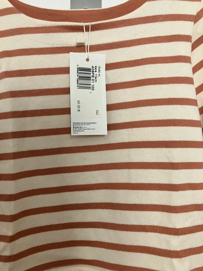 Robe manches longues mi-saison/hiver mi-matière Petit Bateau 6 ans NEUVE - photo numéro 3