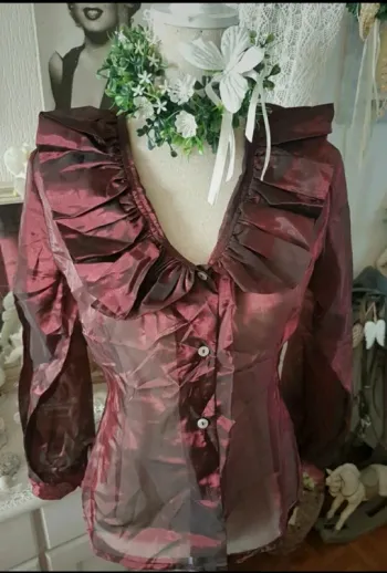 Chemisier chic en voile bordeaux irisé 3 Suisses Taille 40 Neuf