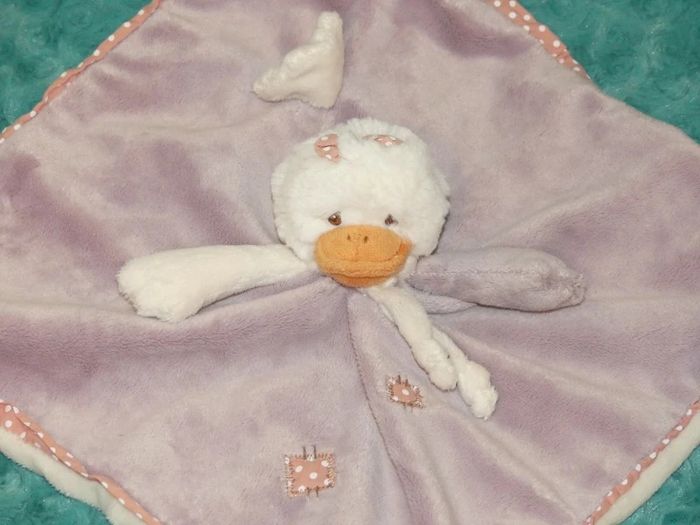 Doudou plat, canard Patchwork Bukowski violet 🦆tbe - photo numéro 2
