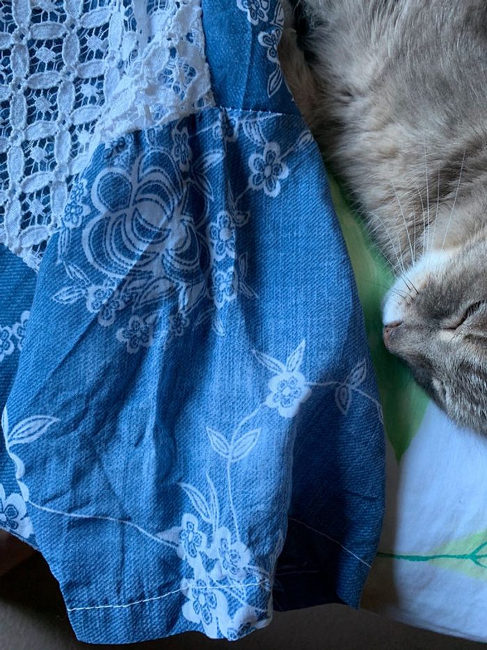 Tee-shirt bleu, jolie dentelle taille 42/44 - photo numéro 6