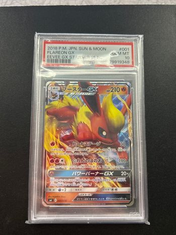 Carte Pokémon Pyroli GX 001/038 PSA 10 Eevee Gx starter set 
