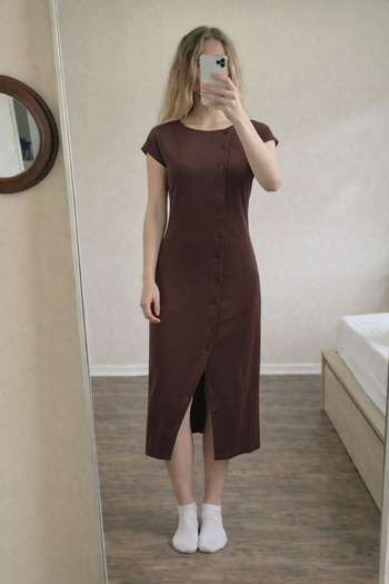 Robe Claudie Pierlot Timerica Marron Chocolat – Asymétrique Boutons – 36/S