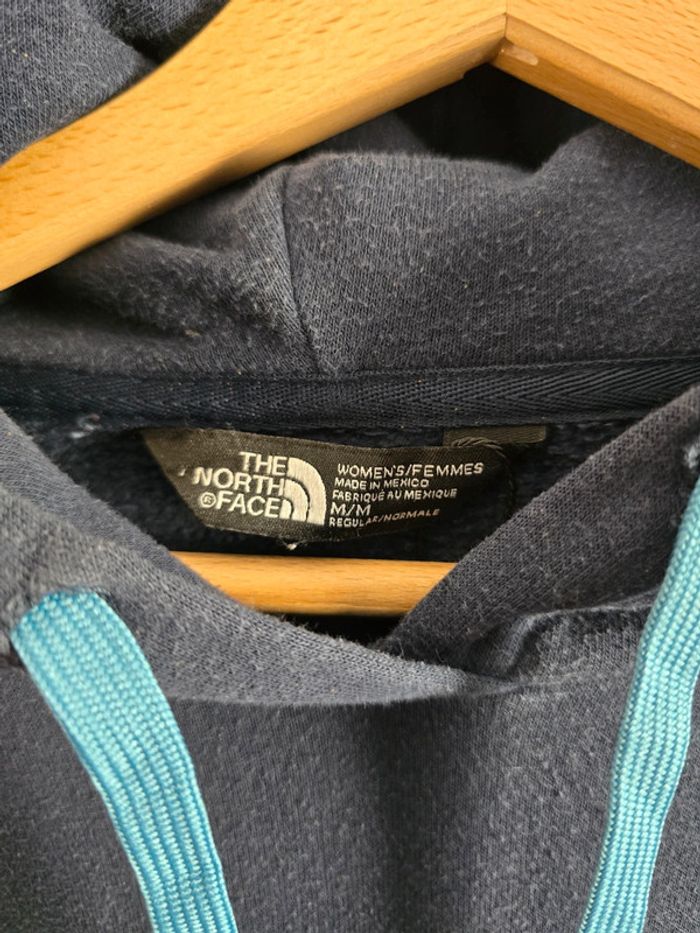 Sweat à capuche The North Face bleu marine logo turquoise taille M femme - photo numéro 4