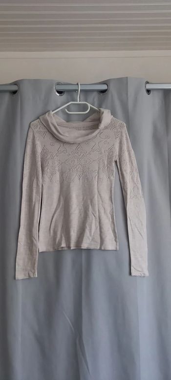 Pull petit col roulé 36 blanc, blanc cassé