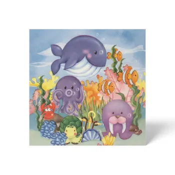 x20 Serviettes Motifs Océan Thème Marin 33x33 cm Neuf