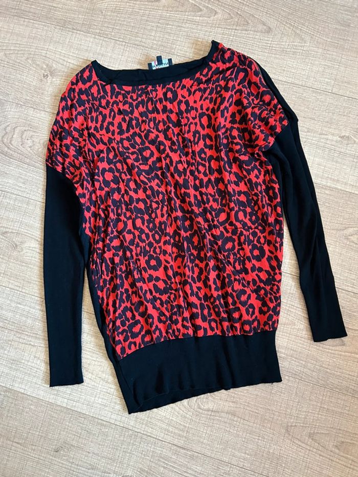 Pull rouge et noir Morgan taille M jamais porté - photo numéro 11