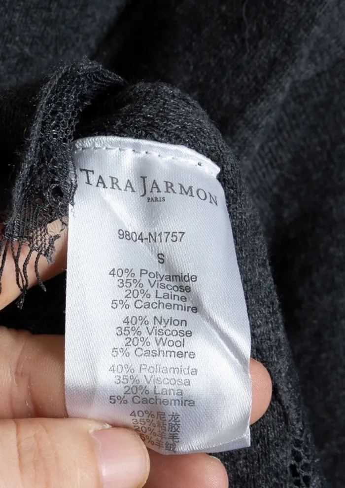 Pull fin gris dentelle Tara Jarmon Taille S - photo numéro 6