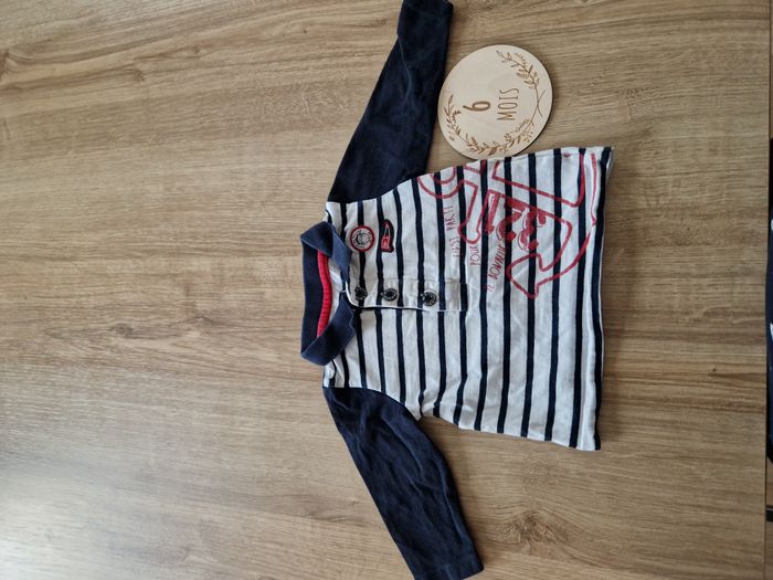 Polo Manches Longues Marinière Bleu Marine Terre de Marins - 6 mois