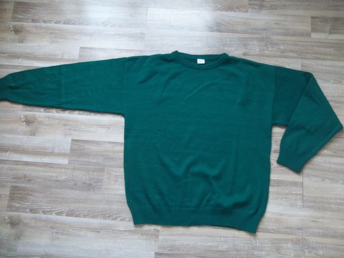 Pull col rond vert sapin 96/100