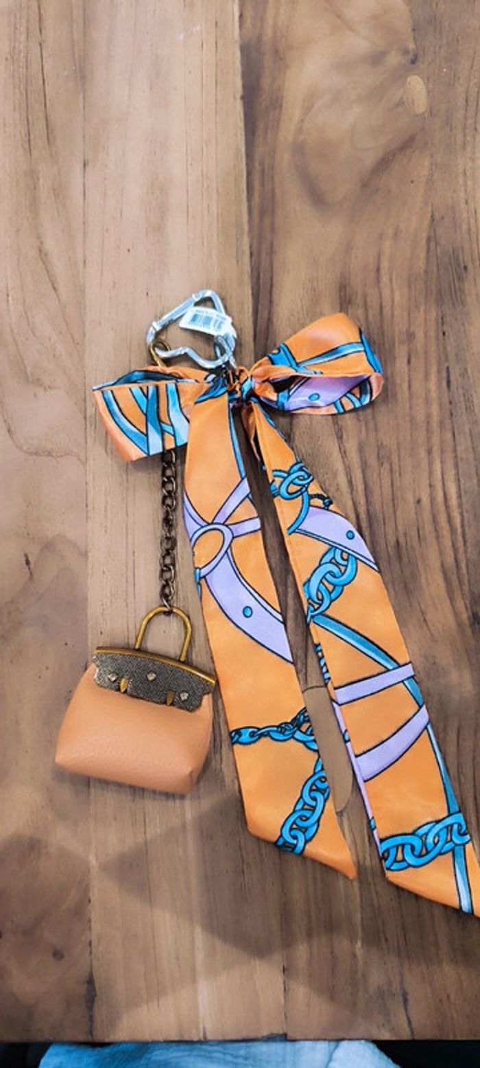 Gri-gri bijou de sac orange sac et ruban - photo numéro 2