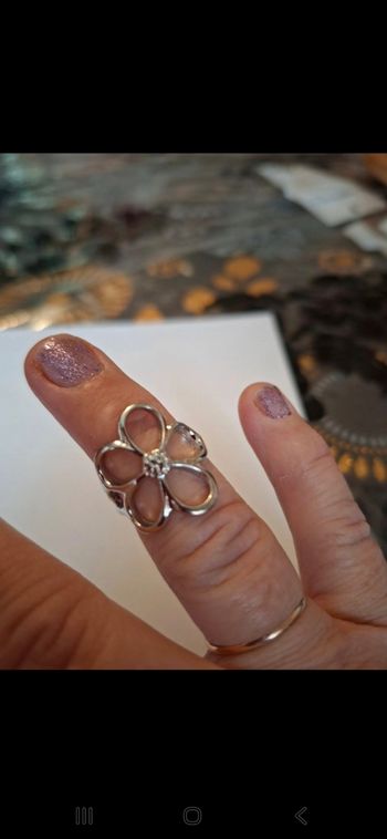 Bague femme ajustable couleur gris acier inoxydable