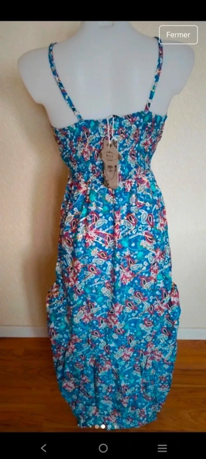 Sublime robe longue femme été avec dorures taille 36 38 S M - photo numéro 7