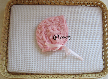 Bonnet/béguin rose 0/1 mois