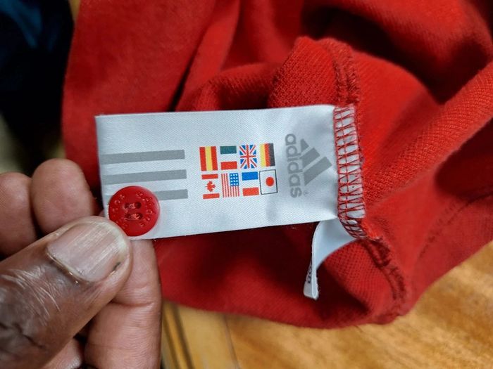 polo vintage Adidas manche courte homme rouge / taille L brodé (366) - photo numéro 10