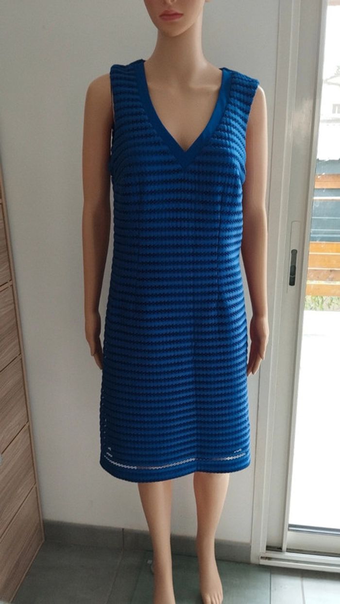 Robe bleu mi longue taille l - photo numéro 2