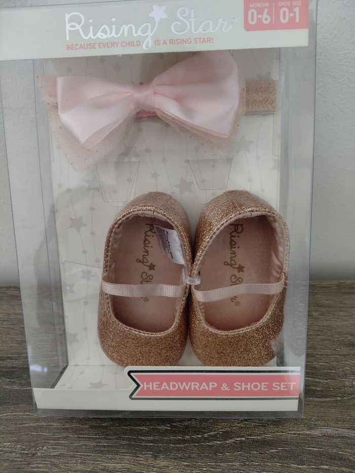 Rising Star - coffret ballerines dorées et bandeau cheveux