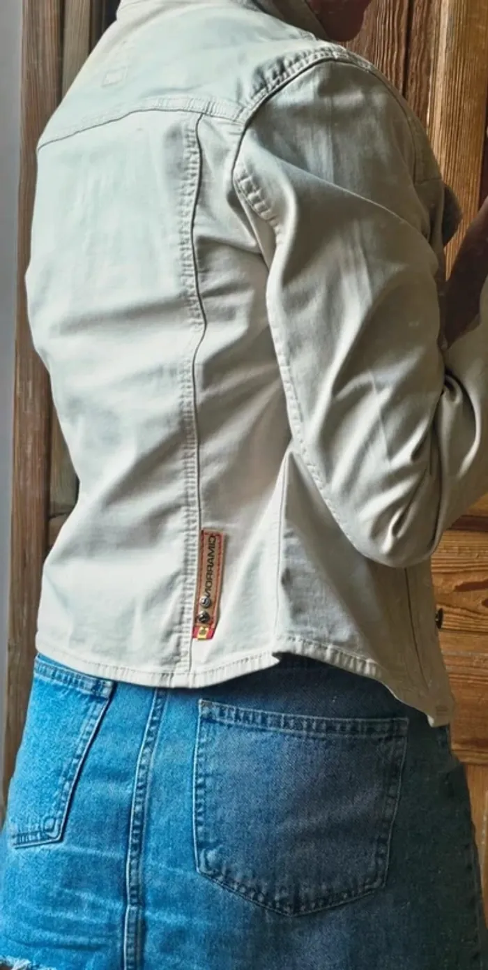 Blouson vintage en jeans beige - photo numéro 2