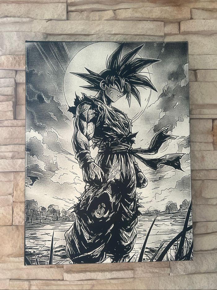 Tableau Goku sombre Dragon Ball en toile 30x40cm - photo numéro 5