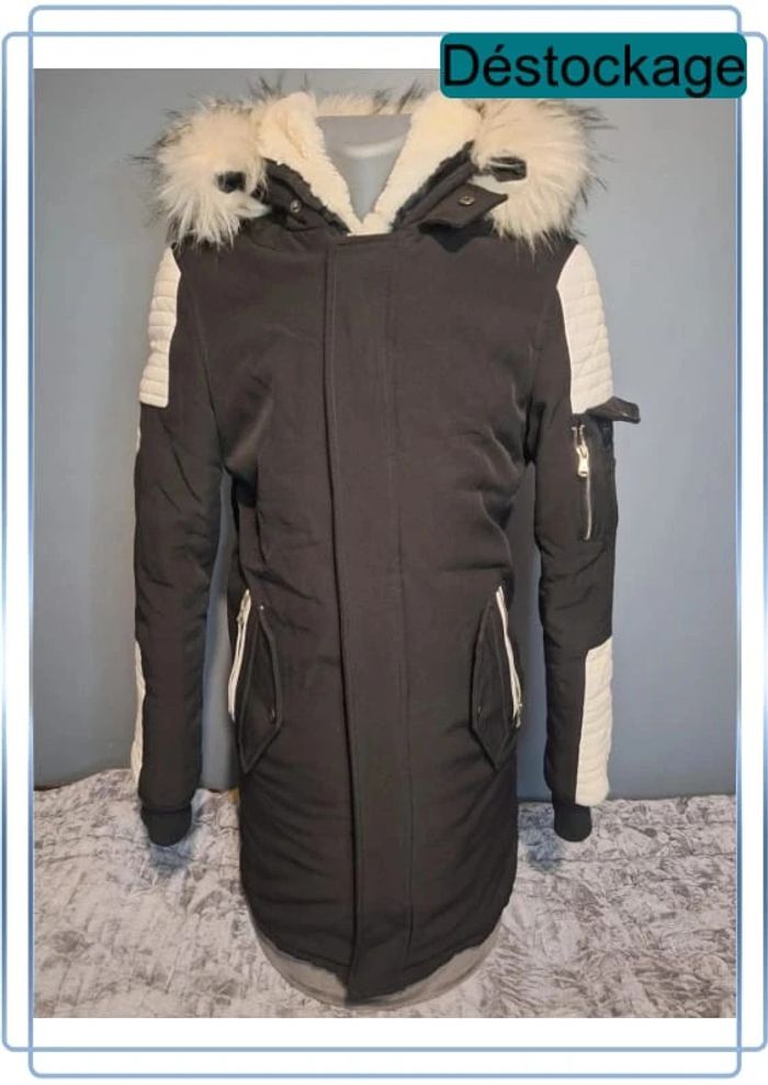 Blouson fourrure à capuche projet X - homme - noir et blanc - taille M (161)