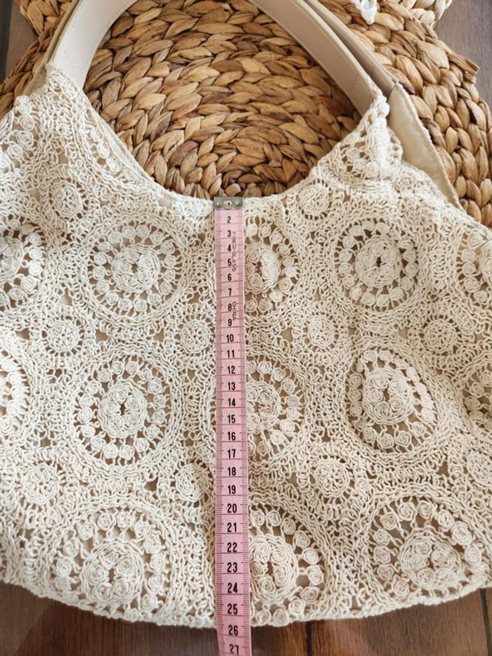 Sac à main beige/crème crochet - photo numéro 7