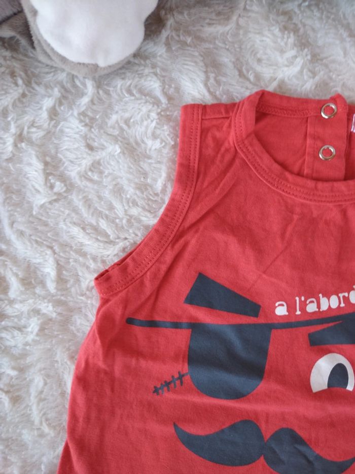 Tee shirt débardeur chemise sans manche Garçon 9 mois Pirate à l'abordage Kitchoun 100% coton - photo numéro 3