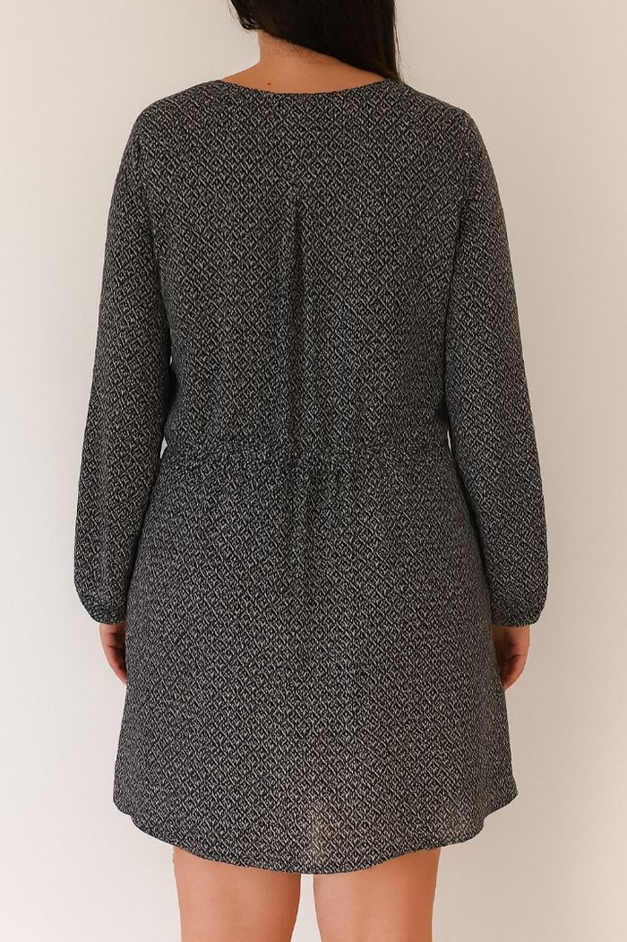 Robe Cache-Cœur Imprimée Noir & Blanc - Manches Longues & Jupon Intégré - T. 40 - La Halle - photo numéro 2