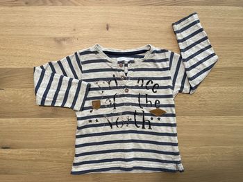 T-shirt manches longues gris rayé bleu gémo 24 mois