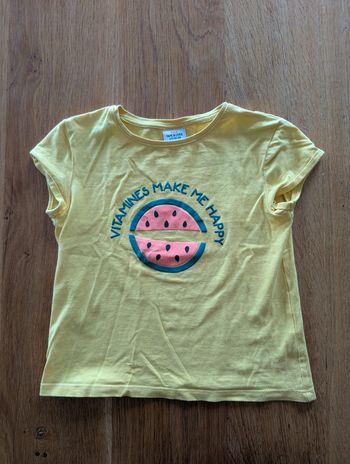 Tee-shirt manches courtes jaune 5 ans fille motif pastèque Tape à l'oeil
