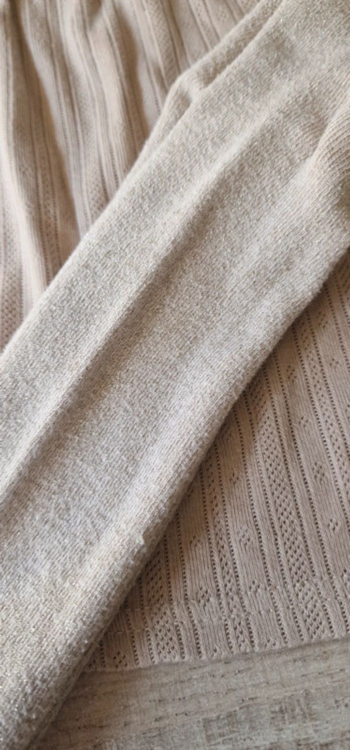 Robe beige avec collant pailleté 86 92 - photo numéro 3