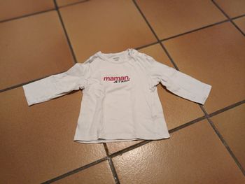 Tee-shirt fin blanc maman je t'aime 12 mois