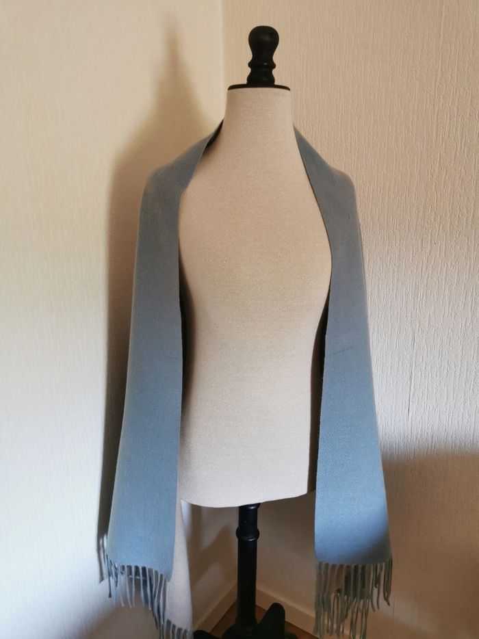 Grande écharpe beige et bleu clair Double M Milano - photo numéro 4