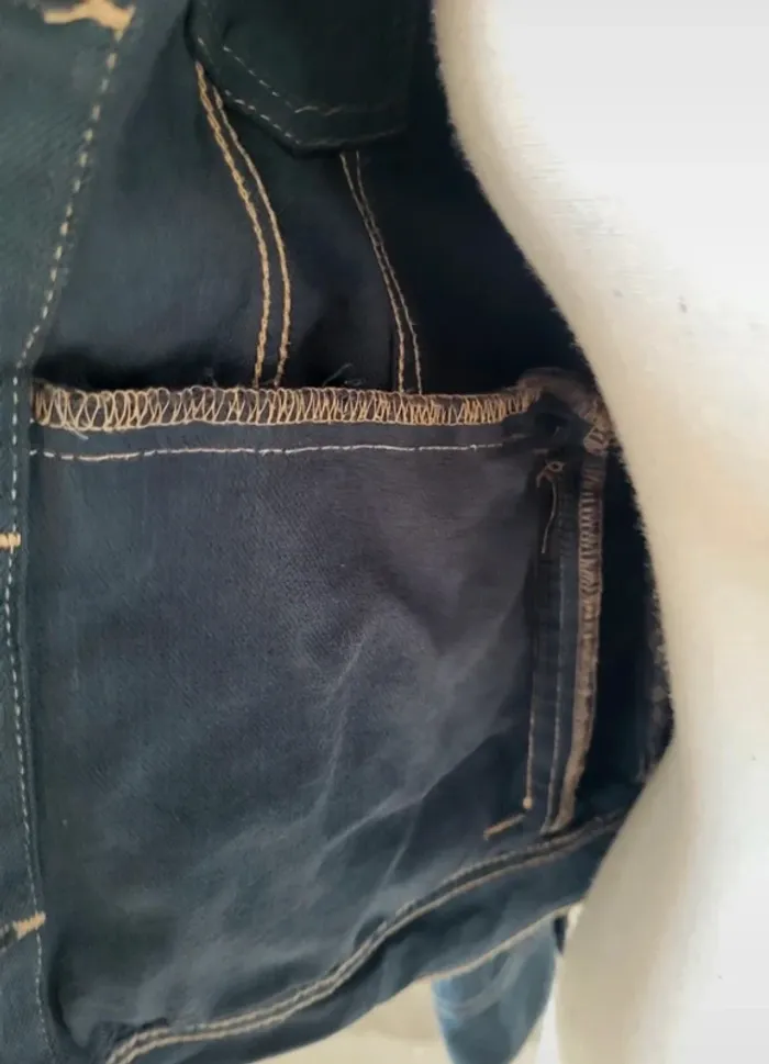 Veste en jean bleu pétrole gris Kiabi Taille XS ou 34 - photo numéro 6
