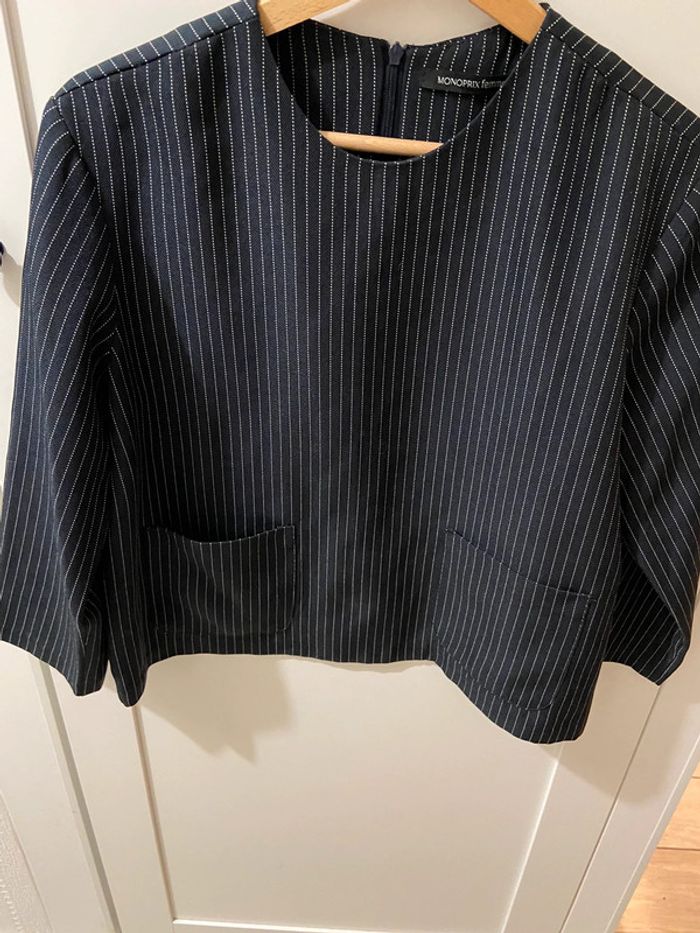 Jolie blouse marine rayée Monoprix 36 - photo numéro 2
