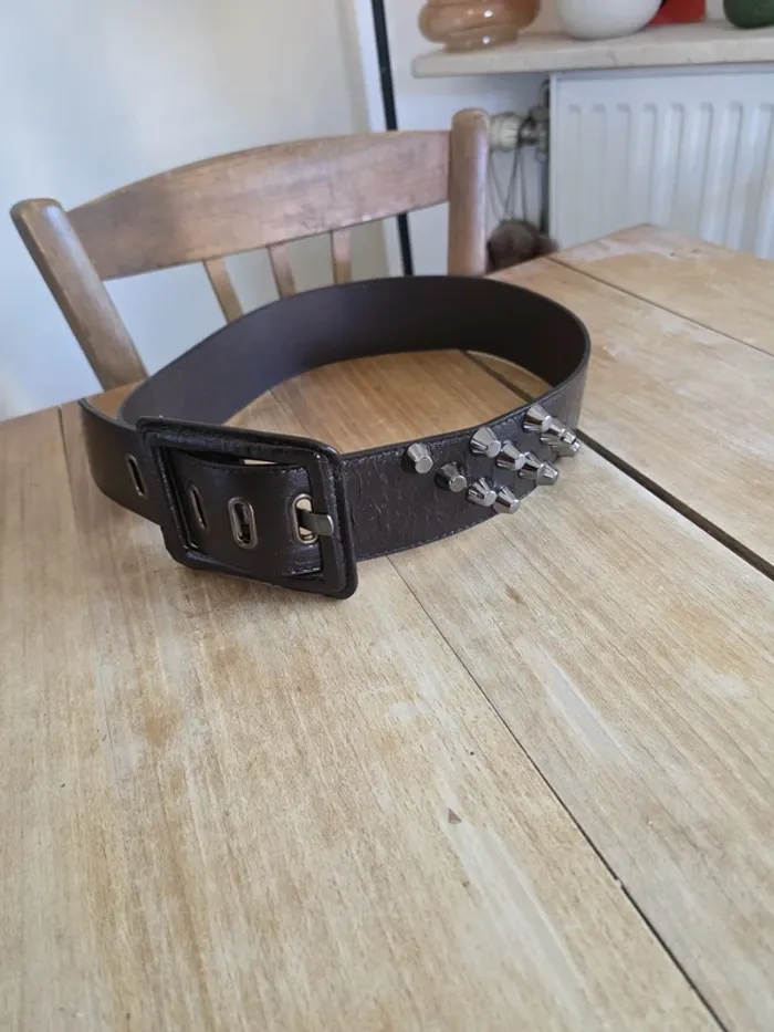 🤎 Ceinture marron rock – cuir synthétique & décorations métal