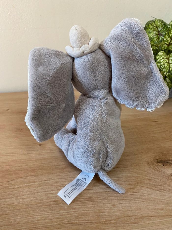 Doudou peluche éléphant dumbo gris écru Disney nicotoy - photo numéro 3