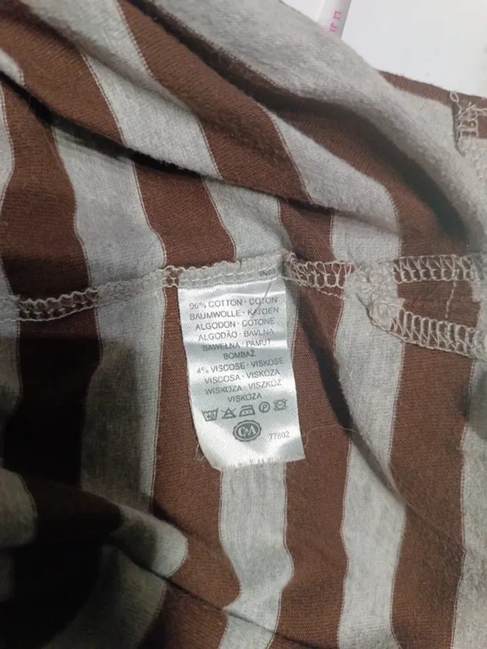 T-shirt rayé marron-gris Yessica L - photo numéro 5