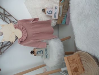Jolie robe manche longue Rose C&A jolie col bébé fille 3 mois 6 mois 68cm