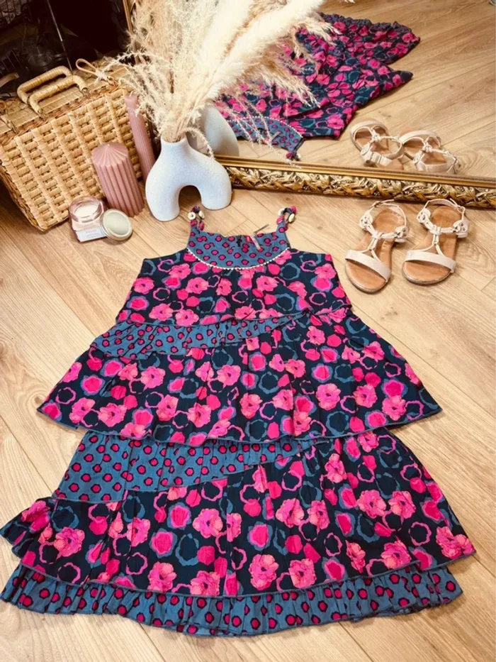 Taille 10 ans robe d’été fille Orchestra rose * fleurs * 🩷