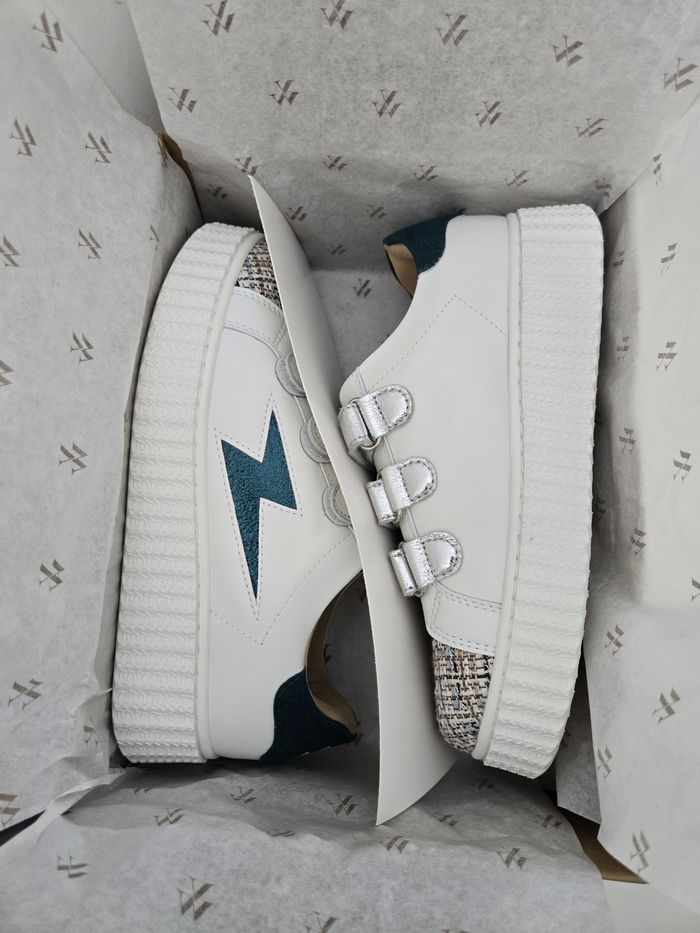 Basket Vanessa Wu Katie blanc vert beige taille 37 neuves authentiques - photo numéro 7