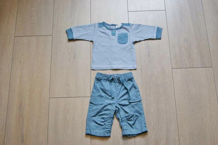 Ensemble 2 pieces bleu. Garçon 1 mois. Marque Kitchoun